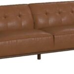 Sofa with Wood Front in Pebble Tan