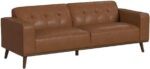 Sofa with Wood Front in Pebble Tan