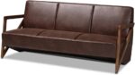 Dark Brown and Walnut Brown Finished Wood Sofa