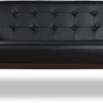 Mid-Century Modern Solid Loveseat Sofa Upholstered Faux Leather Couch 2-Seat Wood Armchair Living Room/Outdoor Lounge Chair, Waiting Room Sofa, 50”W