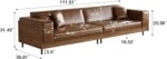 Mid-Century Modern Leather Sofa 111.81" with Wooden Accents on Sides & Back, Spacious 3 - Seat Couch for Living Room, Bedroom or Lounge Space, Brown - Image 2
