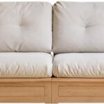 Oversized Solid Wood Sofa with Oak Wood Frame, Gravel White Upholstered Sofa with Removable Cushions, 4 Storage Seat, Wooden Sofa for Living Room, Home, Apartment