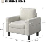 Accent Living Room Chair - Modern Upholstered Armchair, Reading Side Chair, Single Sofa for Bedroom, Apartment, Studio, Office, Waiting Room (White, Single) - Image 2