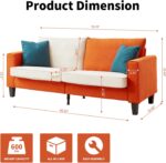 Couch for Living Room, 79" Modern Sofa with Removable Cover and Deep Seat, Linen 3 Seater Comfy Sofa for Small Spaces, Apartment, Color-Block - Image 2