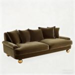 Retro and Simple Solid Wood Three-Seater Sofa for Home Living Room, Small Apartment, Casual Model Room, Fabric Sofa