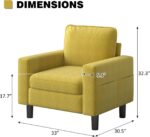 Accent Living Room Chair - Modern Upholstered Armchair, Reading Side Chair, Single Sofa for Bedroom, Apartment, Studio, Office, Waiting Room (Yellow, Single) - Image 2