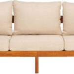 Outdoor Collection  Natural Teak Solid Wood/Taupe Cushion 3-Seater Sofa