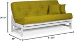 Armless White Wood Futon Frame Only, Queen Size - Solid Hardwood Sofa Bed Frame Construction, Space Saving Design Ideal for Small Rooms and Dorms - Image 2