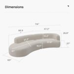 Modern Curved Sectional Living Room Couch, Minimalist Comfy Boucle Fabric Modular Sofa for Apartment, Home Office, 114" W Left Hand Facing, White - Image 2