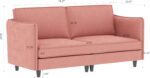 74" Sturdy Solid Wood Frame Mid-Century Sofa, Modern Couch with Easy Assembly, Loveseat with Armrest Pockets for Small Spaces​​, Red - Image 2