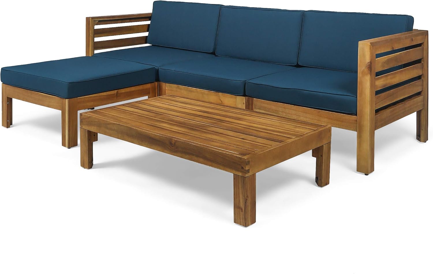 713cstFPU0L._AC_SL1500_.jpg Outdoor 5 Piece Acacia Wood Sofa Set, Teak Finish, Dark Teal - Image 1