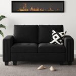 Velvet Modular Loveseat Sofa Couch 2 Seater Sofa Love Seats for Small Space Black