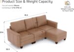 91" Faux Leather Modular Sectional Sofa with Storage, Mid Century Modern Sectional Couches for Living Room, Soft Padded Armrests, 3 Seater L-Shaped Couch with Ottoman, Brown - Image 2