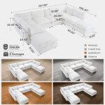 Modular Sectional Sofa, Oversized Chenille Cloud Couch, Deep Comfy Seat, 8-Seater Sofas Couches for Living Room, White | Premium Chenille, Without Compress, Oversized, Cloud Comfort, Thick Cushions - Image 2