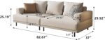 Cream Fabric Sectional Sofa – Contemporary Upholstered Couch with Metal Legs for Living Room (82.67inch-3Seats) - Image 2