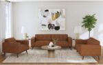 Sofa with Wood Front in Pebble Tan - Image 2