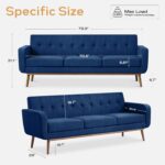 Sofa Couch, Mid Century Modern Sofa with Solid Wood Frame, Button Tufted Couch for Bedroom, Living Room, Office, Apartment (Dark Blue, 80 inch) - Image 2