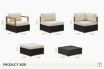 Patio Outdoor Furniture Set 8 Pieces, Premium Leather Outdoor Couch Sectional Sofa, L-Shaped Patio Conversation Sets with Olefin Cushions, Patio Couch for Porch, Balcony, Garden, Black - Image 2