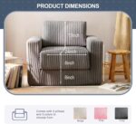 Giant Bean Bag Chair for Adults, Comfy Bean Bag Sofa with Pillows and Armrests, Large Plush Upholstered Floor Sofa Bean Chair for Living Room Bedroom, Grey - Image 2