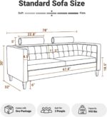 78'' W Velvet Sofa, Mid-Century Love Seats Sofa Furniture with Bolster Pillows, Button Tufted Couch for Living Room, Tool-Free Assembly (Ginger) - Image 2