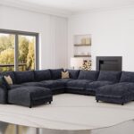 Oversized Sectional Couches for Living Room, 159" Extra Wide, Deep Cloud Modular Sectional Sofa with Storage, Adjustable Arms, High Backs, 9 Seater, Dark Grey Chenille | Extra Wide Deep Seat, Thick Plush Cushion, Certified Fabric
