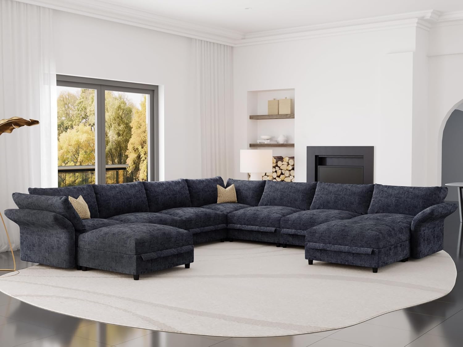 71iHkmtfb-L._AC_SL1500_.jpg Oversized Sectional Couches for Living Room, 159" Extra Wide, Deep Cloud Modular Sectional Sofa with Storage, Adjustable Arms, High Backs, 9 Seater, Dark Grey Chenille | Extra Wide Deep Seat, Thick Plush Cushion, Certified Fabric - Image 1