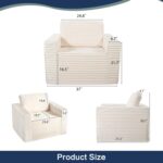 Plush Bean Bag Chair for Adults with Armrests,Bean Bag Sofa Chair with Pillows for Living Room, Bedroom,Dorm (Beige) - Image 2