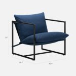 Sling Accent Chair, Metal Framed Armchair with Shredded Foam Cushioning, Navy - Image 2