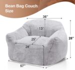 Bean Bag Chair, Large Bean Bag Sofa with Armrest, Giant Beanbag Couch for Adults and Kids, Comfy Floor Sofa for Living Room, Bedroom, Apartment, Dorm and Office, Beige, (Light Grey) - Image 2
