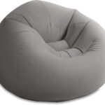 Beanless Bag Inflatable Lounge Chair: Corduroy Textured Flocking – Durable Vinyl – Folds Compactly – 220lb Weight Capacity – 45" x 45" x 28"