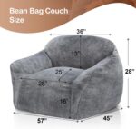 Bean Bag Chair Bean Bag Chairs for Adults Comfy Beanbag Chair with Spacious Design Oversized Bean Bag Sofa with Armrest Giant Bean Bag Chair with Filler for Living Room Bedroom (Grey) - Image 2