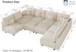 Oversized Modular Sectional Couches for Living Room with Storage | Plush Corduroy, 10-Seater Sofa, 8 Throw Pillows, L/U-Shaped Sleeper, Beige Sofa - Image 2
