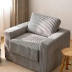 Giant Bean Bag Chair for Adults, Comfy Bean Bag Sofa with Pillows and Armrests, Large Plush Upholstered Floor Sofa Bean Chair for Living Room Bedroom, Grey