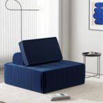 Modular Sectional Sofa, 35" Corduroy Sofa Sleeper Deep Seat Sofa with Adjustable Backrest, Small Couch for Small Spaces, Living Room, Bedroom, Apartment,Blue Office Couch