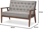 Sorrento Mid-Century Retro Modern Grey Fabric Upholstered Wooden 2-Seater Loveseat - Image 2