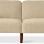 77" Mid Century Modern Boucle Loveseat Sofa, Couch, Convertible Sofa Sleeper Bed w/Real Wood, Removable Armrest - Oatmeal