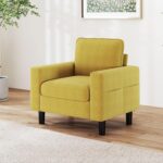 Accent Living Room Chair - Modern Upholstered Armchair, Reading Side Chair, Single Sofa for Bedroom, Apartment, Studio, Office, Waiting Room (Yellow, Single)