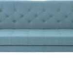 Aidan Mid Century Modern Tufted Fabric Sofa, Blue