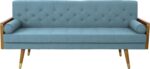 Aidan Mid Century Modern Tufted Fabric Sofa, Blue