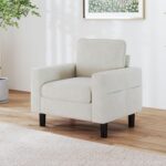 Accent Living Room Chair - Modern Upholstered Armchair, Reading Side Chair, Single Sofa for Bedroom, Apartment, Studio, Office, Waiting Room (White, Single)