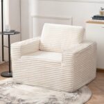 Plush Bean Bag Chair for Adults with Armrests,Bean Bag Sofa Chair with Pillows for Living Room, Bedroom,Dorm (Beige)