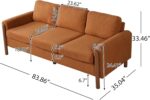 83.86" 3-Seater Sofa, Curved Armrest with Integrated Solid Wood Legs, Teddy Velvet Fabric, High Weight Capacity (250 lbs/seat), Durable Solid Wood Frame, Orange - Image 2
