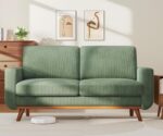 68" Loveseat Sofa - Green, Comfy Corduroy with Spring Cushion, Solid Wood Frame, Modern Deep Seat, Bedroom & Living Room, Office Couch