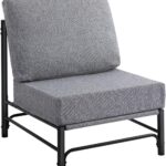 Mid Century Modern Accent Chair, Comfy Reading Chair with Soft Cushion, Metal Frame Fabric Large Lazy Chair, Upholstered Lounge Sofa Chairs for Living Room, Bedroom, Balcony, Black