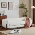 82 Inches Sofa Couch, Cozy 3-Seater, Boucle Fabric, Wood Frame, Beige