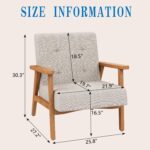 Mid Century Accent Chair for Living Room, Upholstered Modern Wood Frame Armchair Slipper Club Lounge Chair Guest Reception Couch Comfy Single Sofa for Bedroom-Grey - Image 2