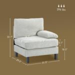 Module for Modular Sectional Sofa, Right Facing Armchair with Wood Legs and Pocket Spring for Living Room, Bedroom, Cream White - Image 2
