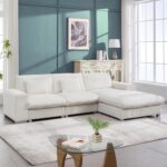 L-Shaped Flannel Sofa:  Style Wooden Frame & High-Resilience Foam - Minimalist Living Room Furniture for Family & Friends Gathering