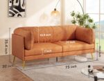 73'' Mid-Century Modern Couch, Small Loveseat for Office, Living Room, Apartment, Tool-Free Assembly, Solid Wood Frame, Comfy Cushions, Orange Fabric - Image 2