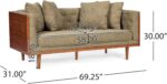 Mid-Century Modern Loveseat Sofa, Couch with Button-Tufted Upholstery, Wood Frame Stylish Retro Design for Living Room Apartment Office, Dark Beige - Image 2